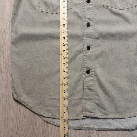 Vintage Net Intl Tan Brown Leather Collar Linen Longsleeve Shirt Mens Medium 90s - Picture 9 of 9